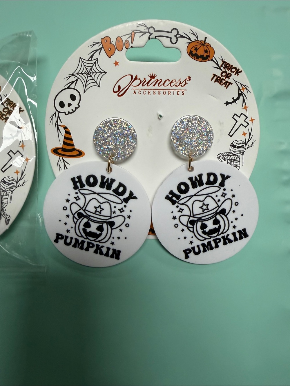 Howdy Pumpkin Glitter Earrings